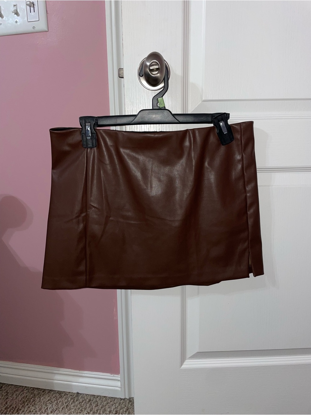 Brown Faux Leather Mini Skirt